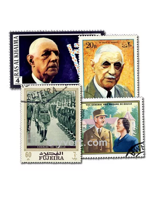 DE GAULLE : pochette de  100 timbres (Oblitérés)