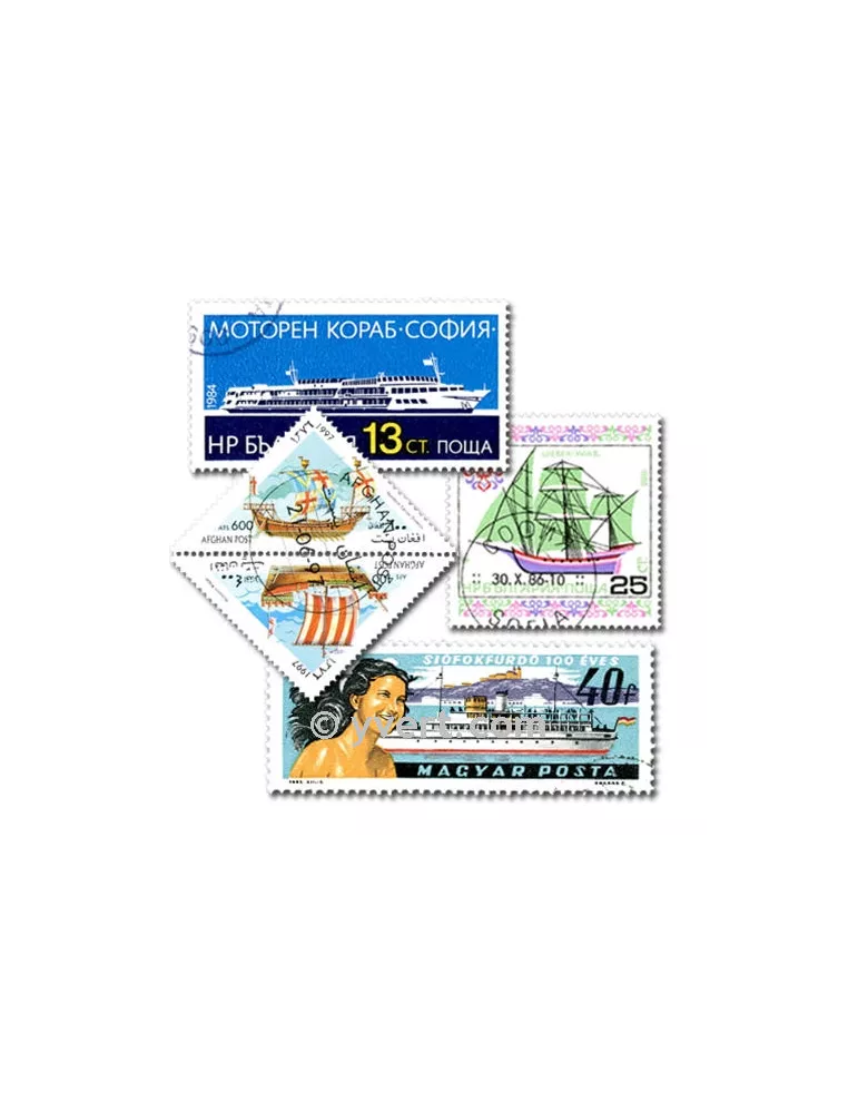 BATEAUX : pochette de 100 timbres (Oblitérés)