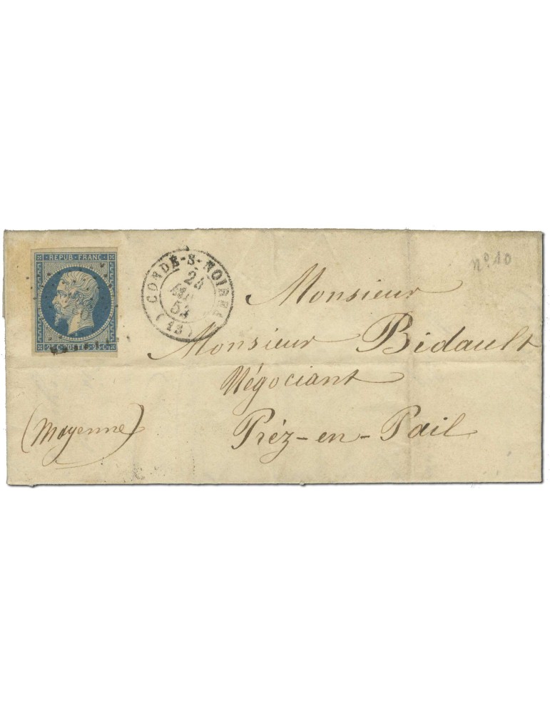 n° 10 obl. sur lettre - Timbre FRANCE Poste